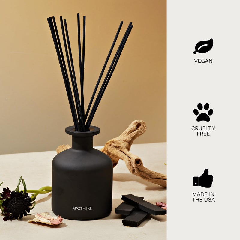 Apotheke Luxury Scented Reed Diffuser for Home, Charcoal - 6.7 Fl Oz Essential Oil Aromatherapy - 10 Rattan Scent Sticks Room Diffuser - Long-Lasting Fragrance for Bedroom, Home, Bathroom - Image 5